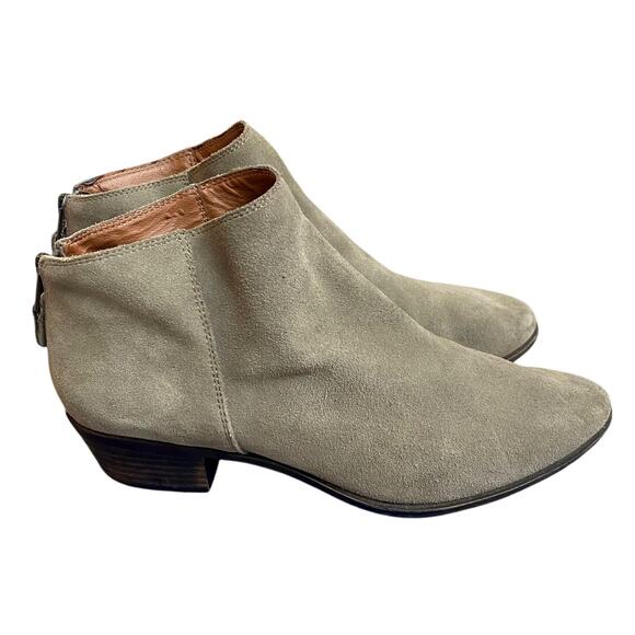 Lucky Brand Bremma Women's Ankle Bootie 11 Tan Khaki Leather Boots 1" Block Heel - Picture 2 of 9